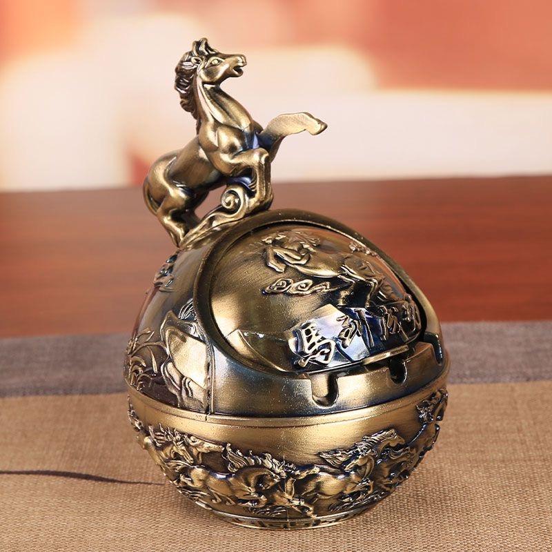 Пепельница металлическая год Лошадь Латунь (Арт1134)