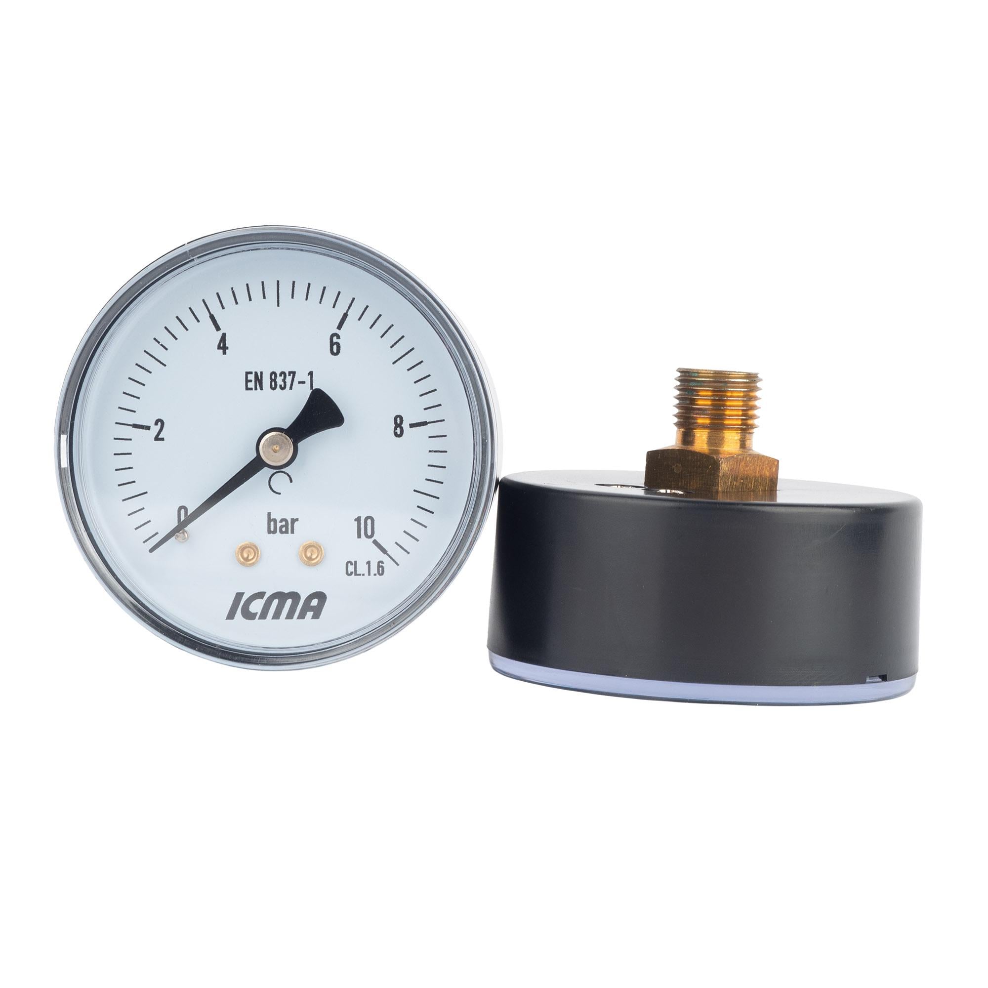 Манометр ICMA 243 0-10 бар аксиальный 1/4" Ø 63 мм