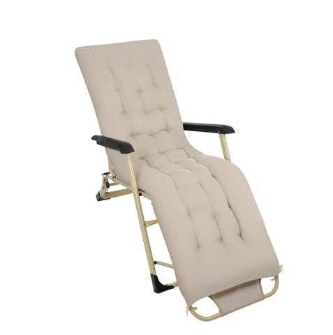 Шезлонг складной садовый с туристической подушкой max 120 кг Бежевый