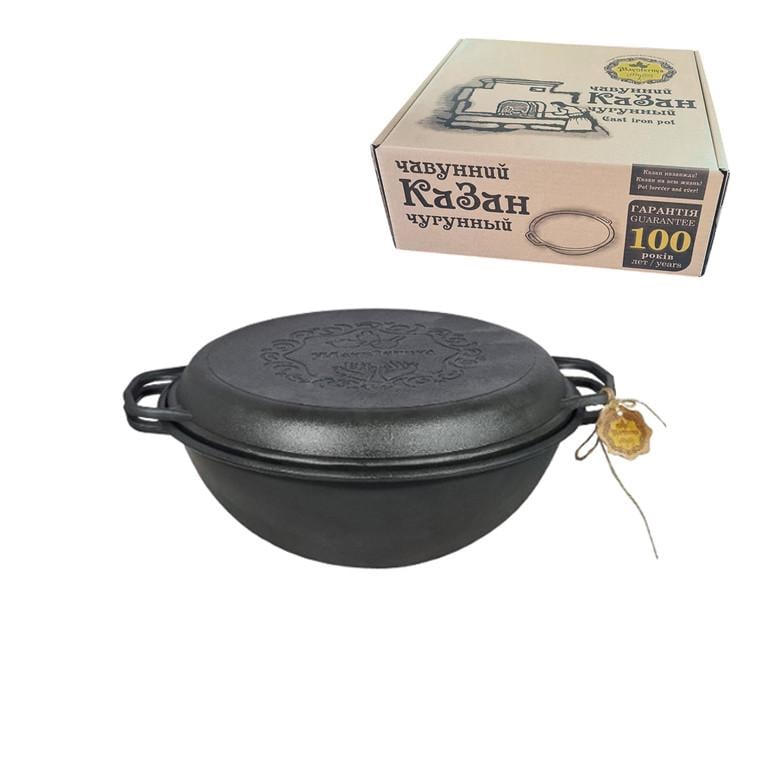 Казан WOK чавунний татарський з кришкою-сковородою 8 л ø 34 см - фото 3 Казан WOK чавунний татарський з кришкою-сковородою 8 л ø 34 см - фото 3