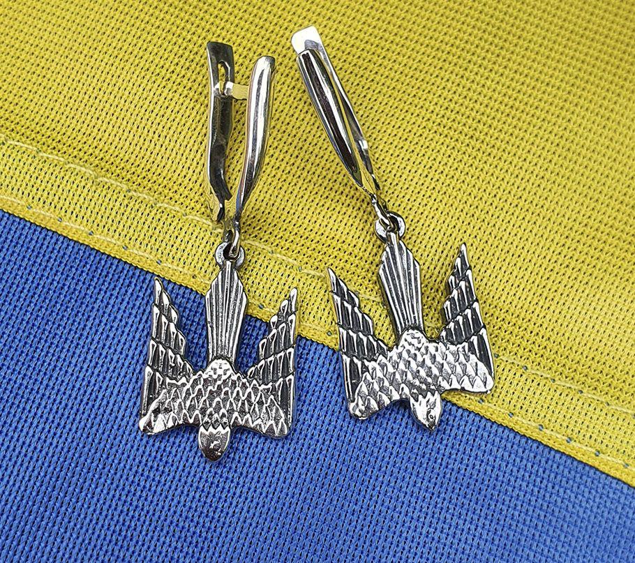 Сережки Maxi Silver 9180 Сокіл Тризуб України (89180)