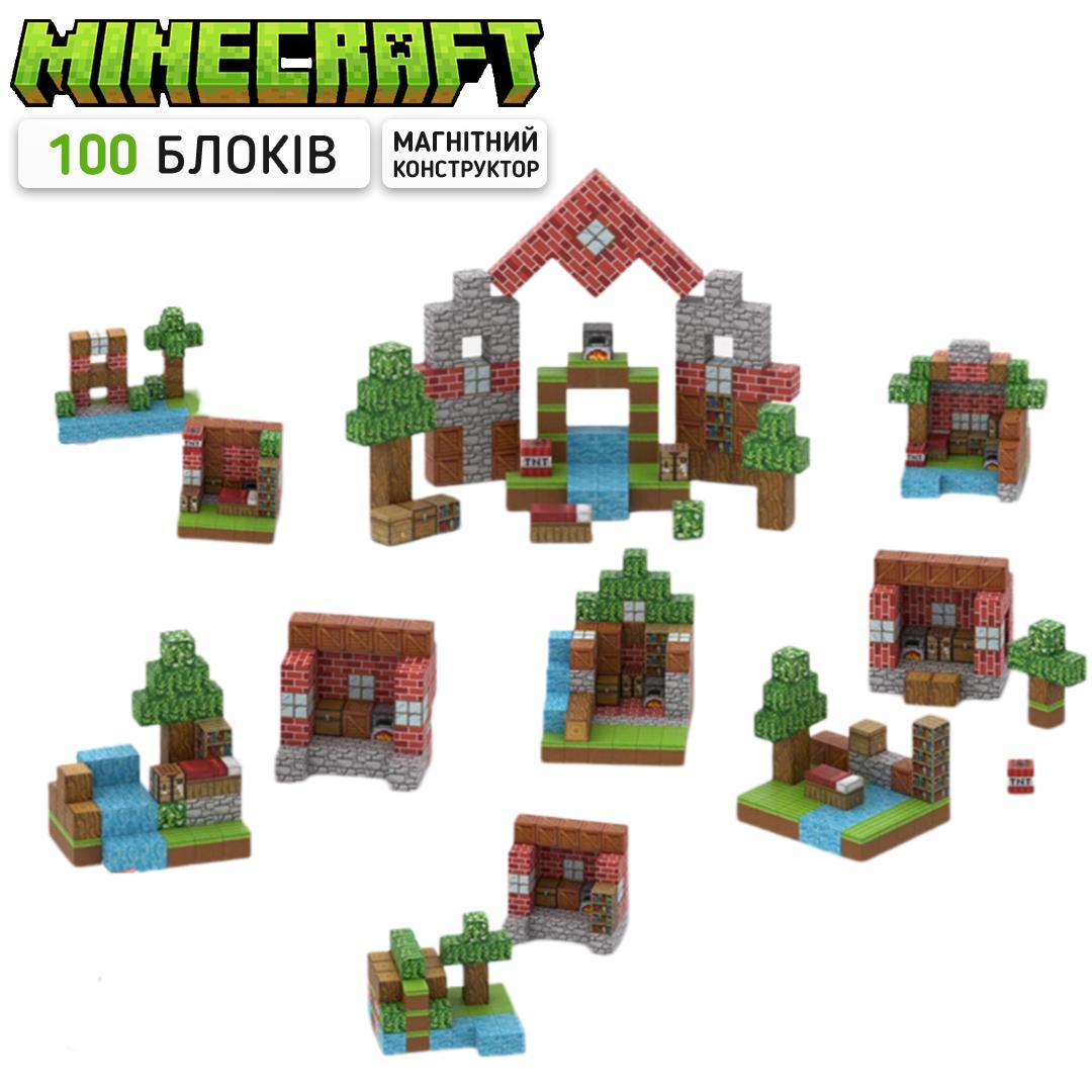Конструктор магнитный Minecraft Дом из кирпича у реки 100 блоков (24111367) - фото 6 Конструктор магнитный Minecraft Дом из кирпича у реки 100 блоков (24111367) - фото 6