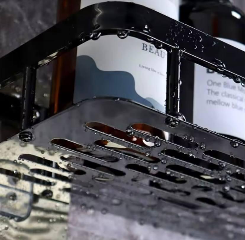 Полка-органайзер настенная для хранения в ванной комнате металлическая Черный (23748702) - фото 3 Полка-органайзер настенная для хранения в ванной комнате металлическая Черный (23748702) - фото 3