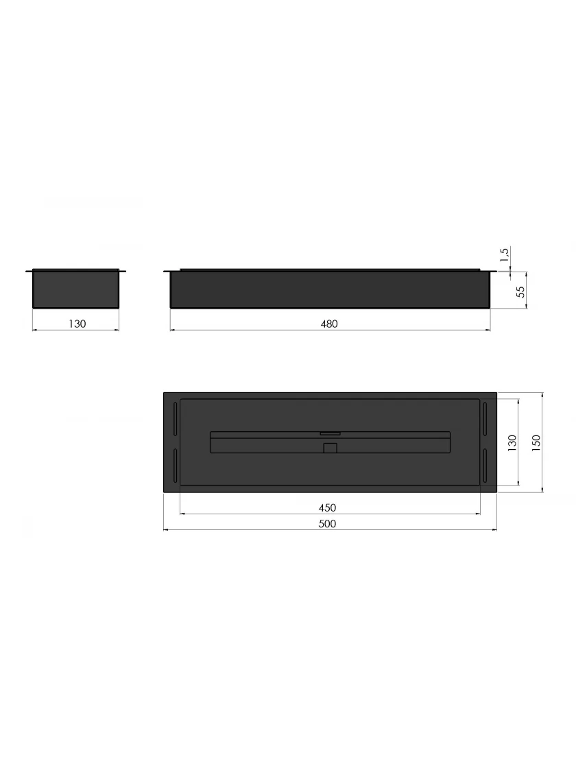 Линия огня горелка для биокамина настольная Simple Fire INBOX SIMPLE 500 Inox (CNT00009025) - фото 2