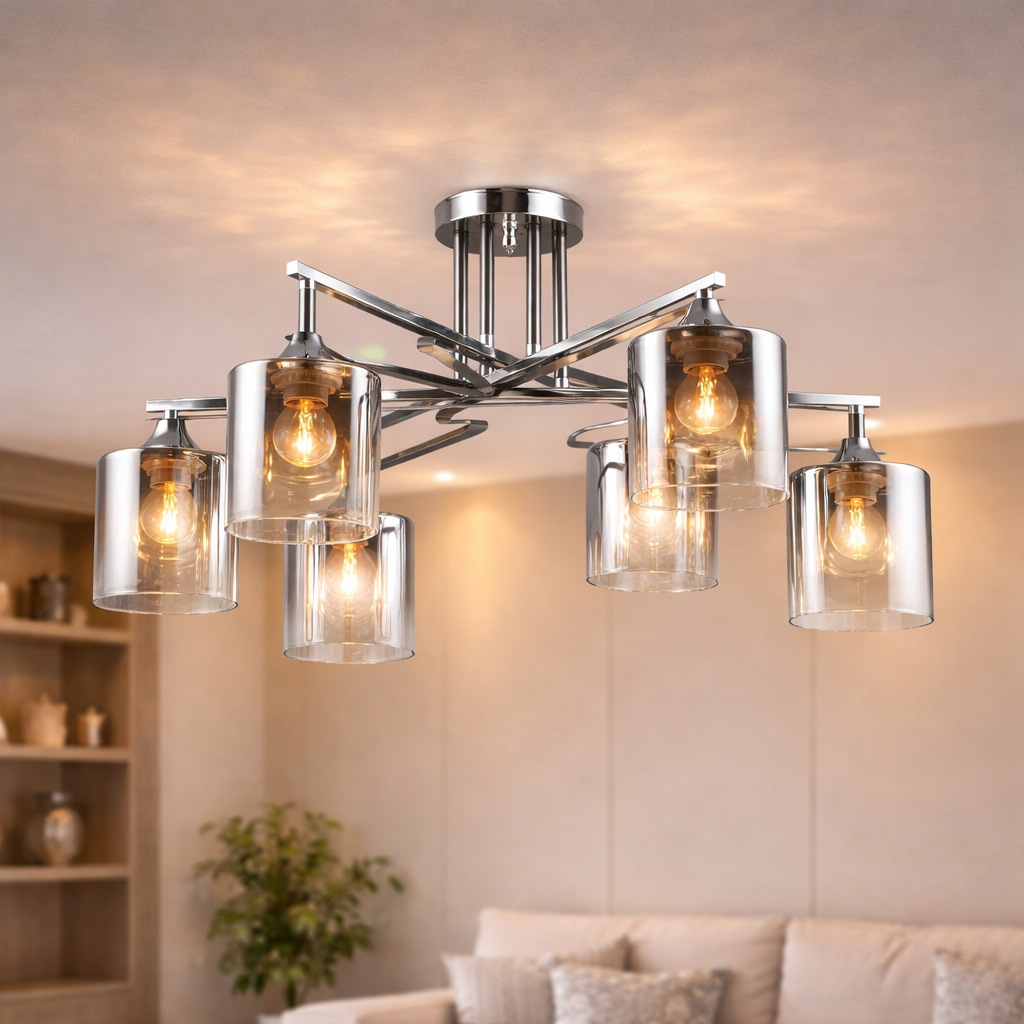 Люстра Sirius на шесть затемненных плафонов под лампу Е27 Черный/Хром (B A4057/6 CH+BK) Люстра Sirius на шесть затемненных плафонов под лампу Е27 Черный/Хром (B A4057/6 CH+BK)