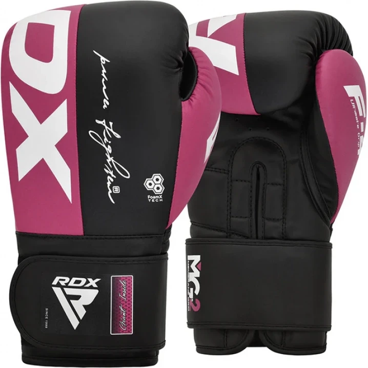 Боксерські рукавички RDX F4 Boxing Sparring Gloves Hook & Loop 12oz Чорно-рожевий (2998728579)