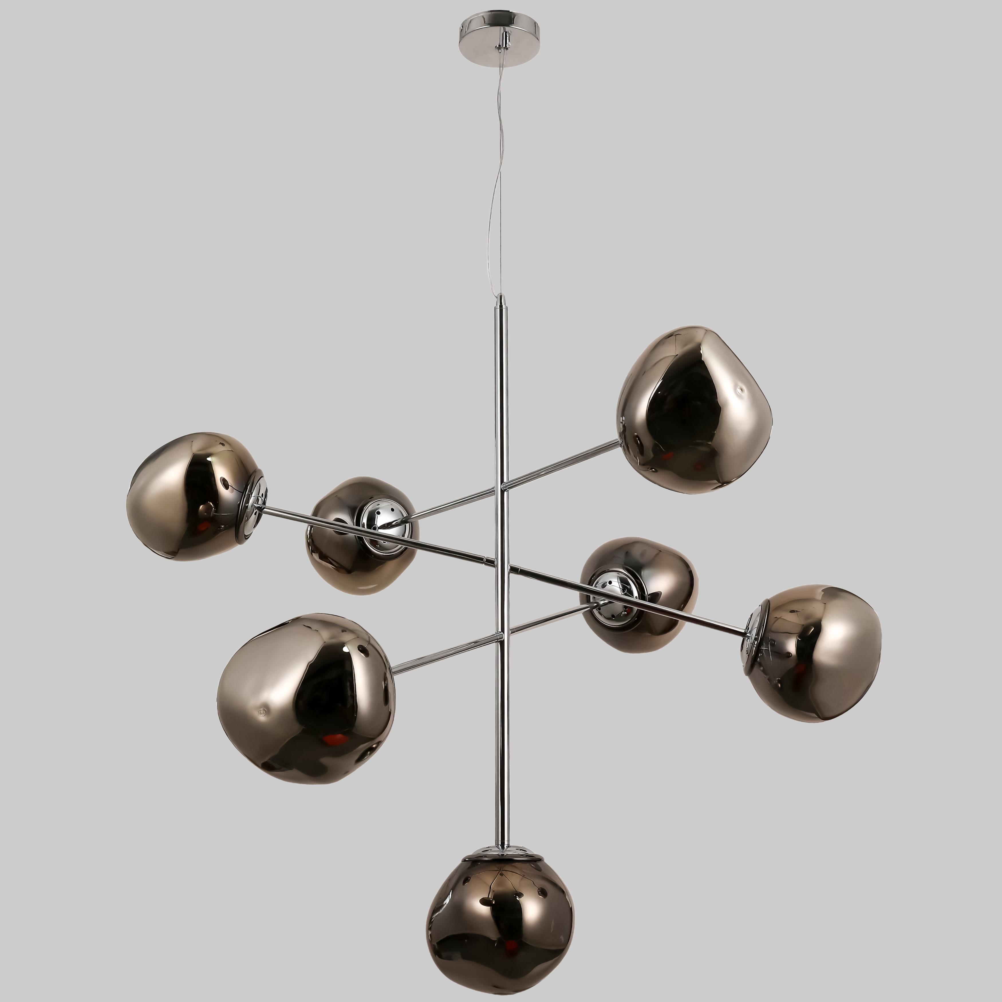 Люстра дизайнерская Melt на 7 ламп с плафонами 18 см Графитовый (93-CH01-7)