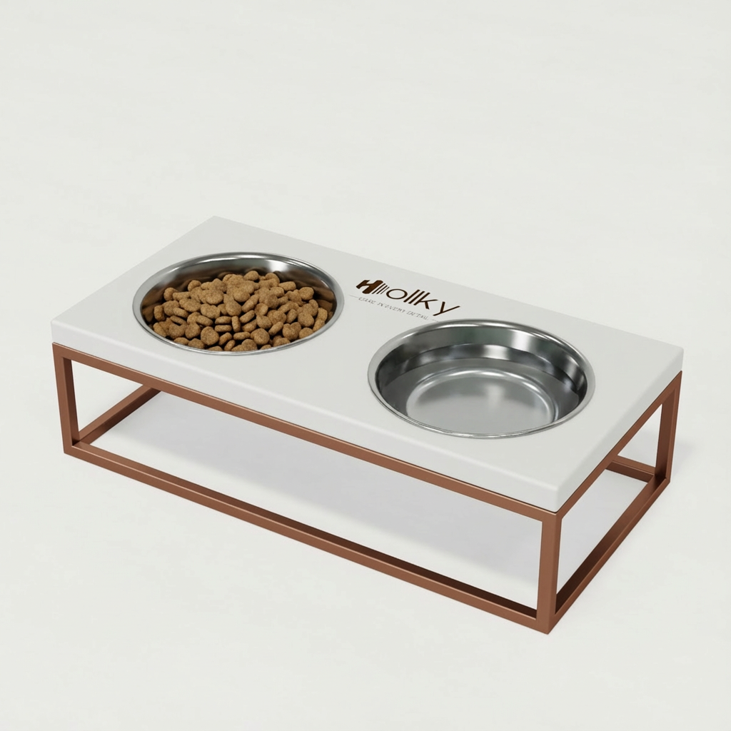 Миски на подставке для средних собак и больших котов Hollky Base M 2х0,95 л (BM-422110-GLWH)