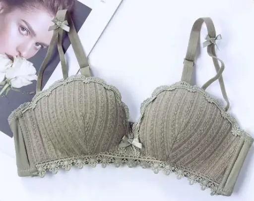 Бюстгальтер з мереживом і трикотажем 38/85AB Оливковий (22-161-1331-ОЛ)