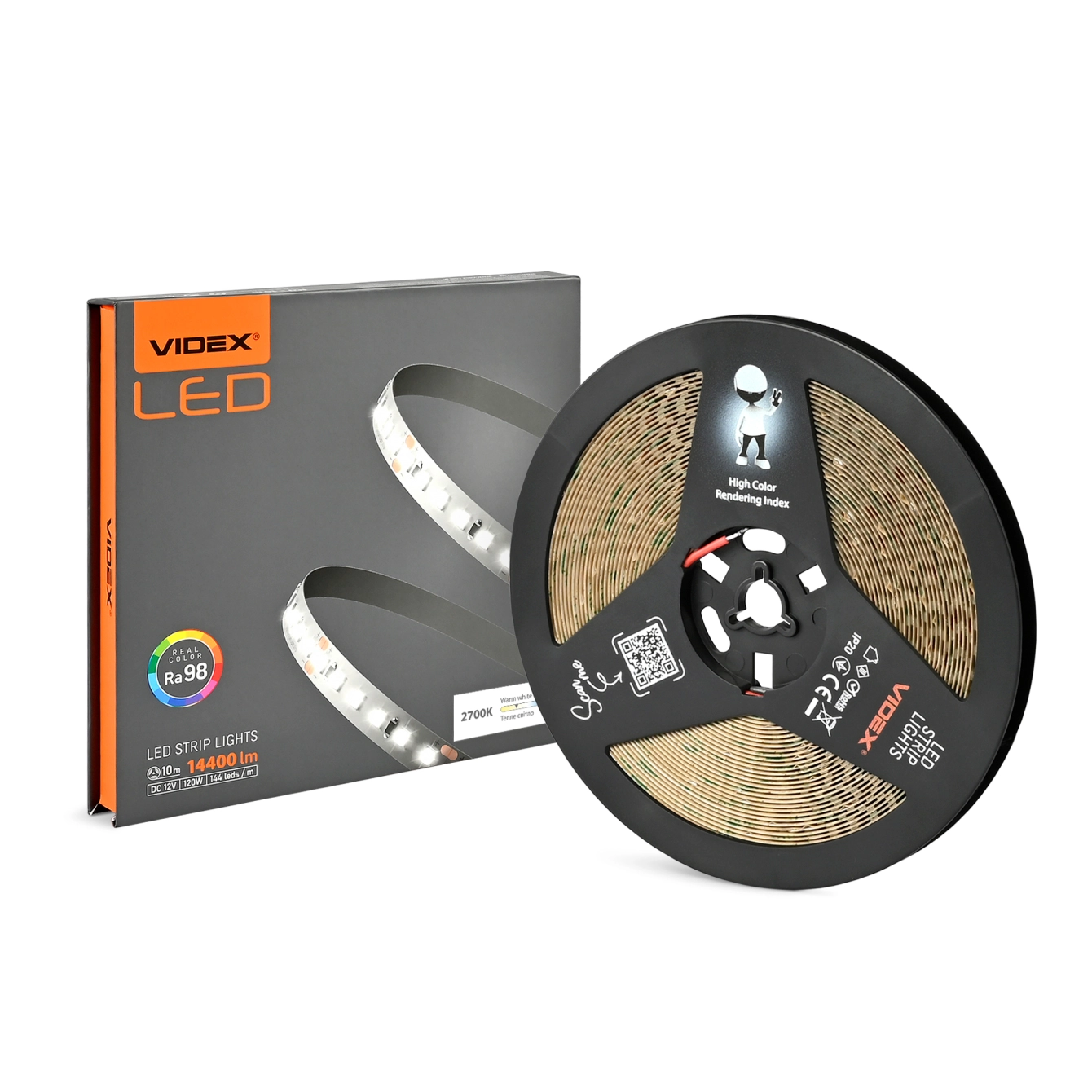 LED-стрічка Videx DC12V 120W 10M 2700K Ra98 IP20 (VL-LST28144-12122-B10)