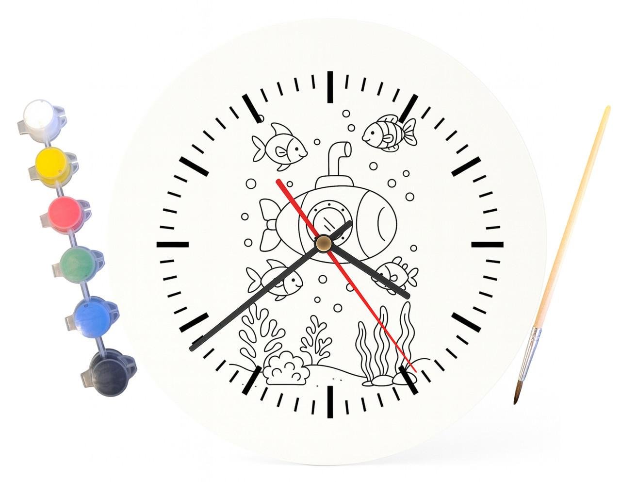 Дитячий набір для творчості годинник розмальовка Підводний човен 30 см (Г0046) - фото 4 Дитячий набір для творчості годинник розмальовка Підводний човен 30 см (Г0046) - фото 4