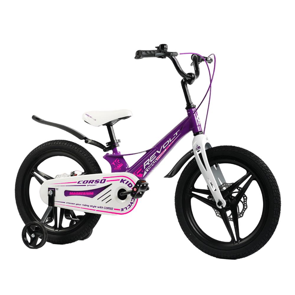 Велосипед дитячий Corso Revolt 18" з магнієвою рамою та дисковими гальмами Violet (126827)