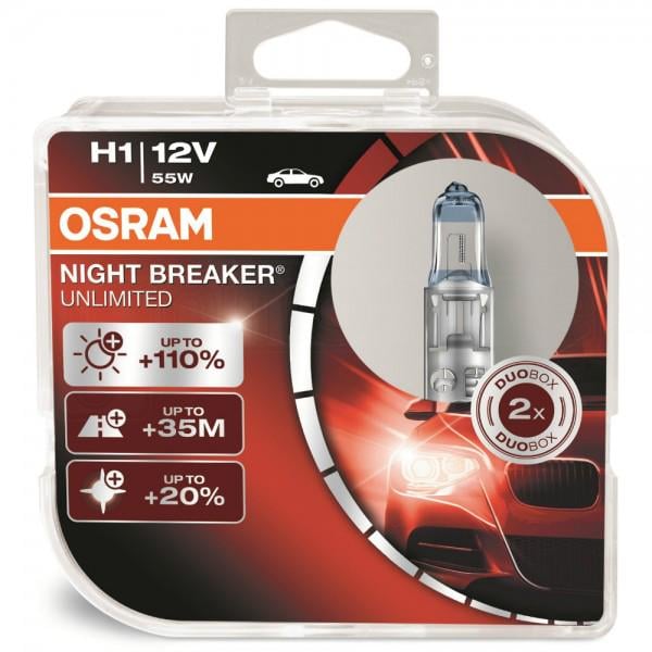 Автолампа галогеновая Osram 64150NBU NightBreakerUnlimited +110% H1 55 Вт 12 В P14.5S 10X2 HardDuopet