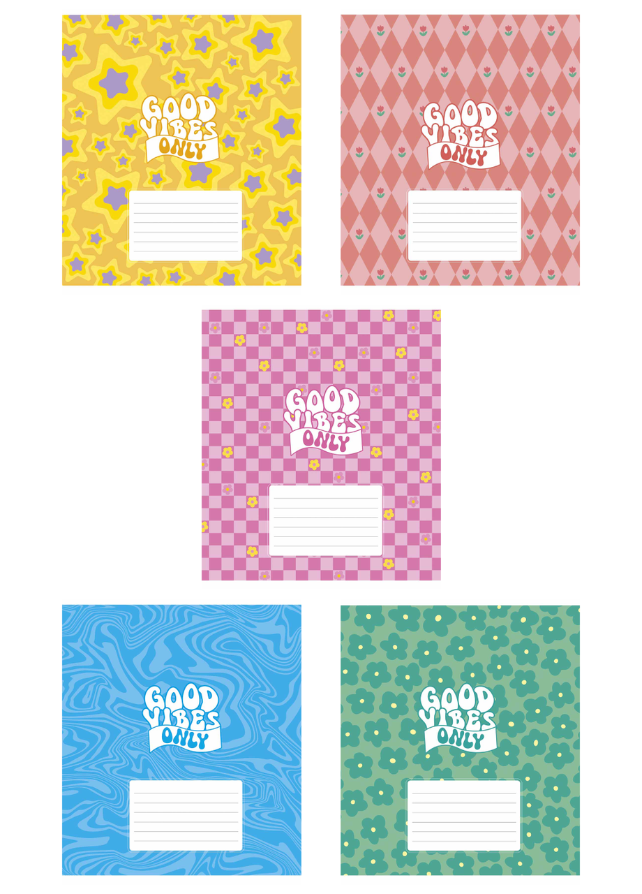 Тетради ученические Школярик Good vibes only Star 3561 ВД-лак в клетку 5 шт. по 18 л. (4820006472085)