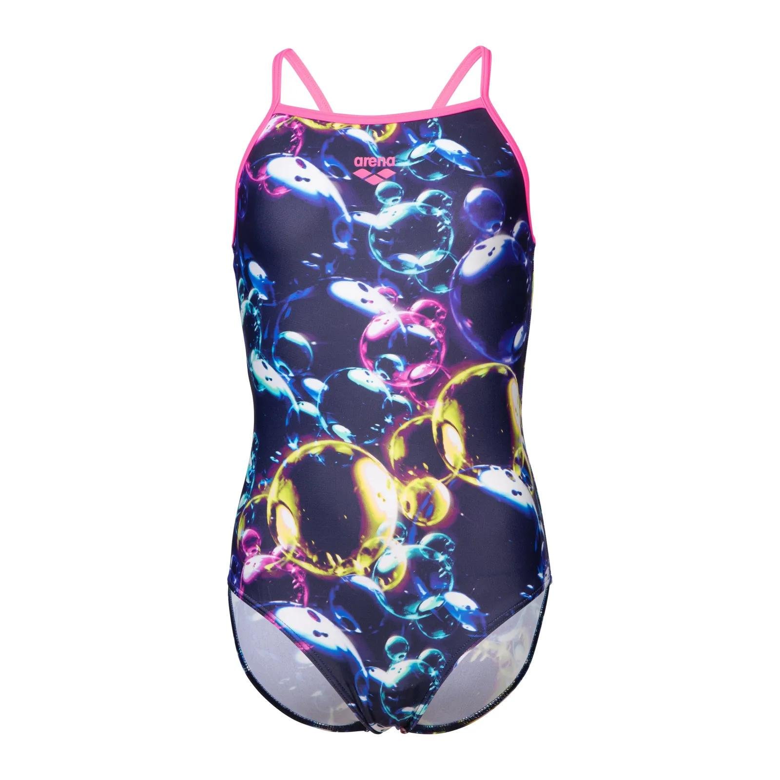 Купальник закритий для дівчат Arena SOAP BUBBLES SWIMSUIT LIGHT DR 128 см Темно-синій ( 008994-890 128 см)