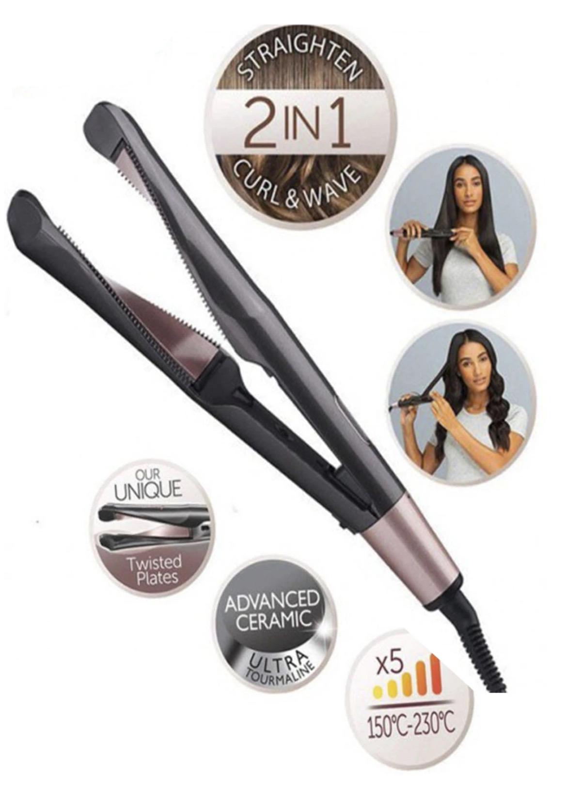 Выпрямитель спиральный Curl Straight Xo 2в1 для волос Черный (W5256) - фото 2 Выпрямитель спиральный Curl Straight Xo 2в1 для волос Черный (W5256) - фото 2