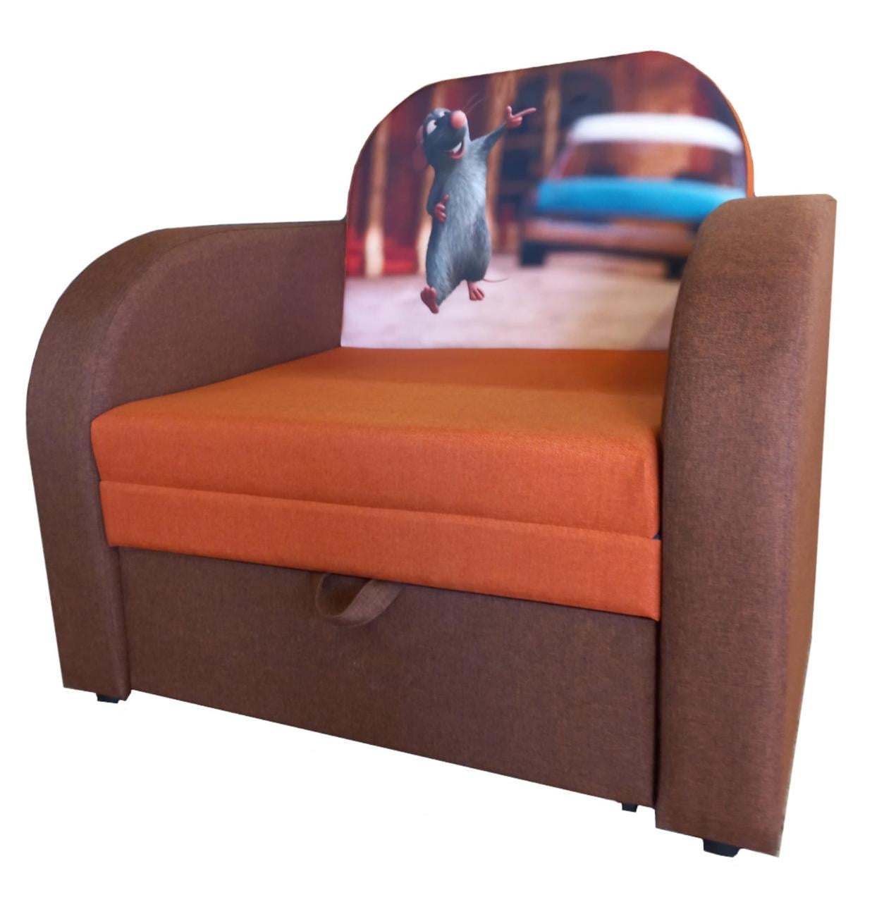 Кресло-кровать Релакс детская раскладная с принтом 70х170 см Коричневый