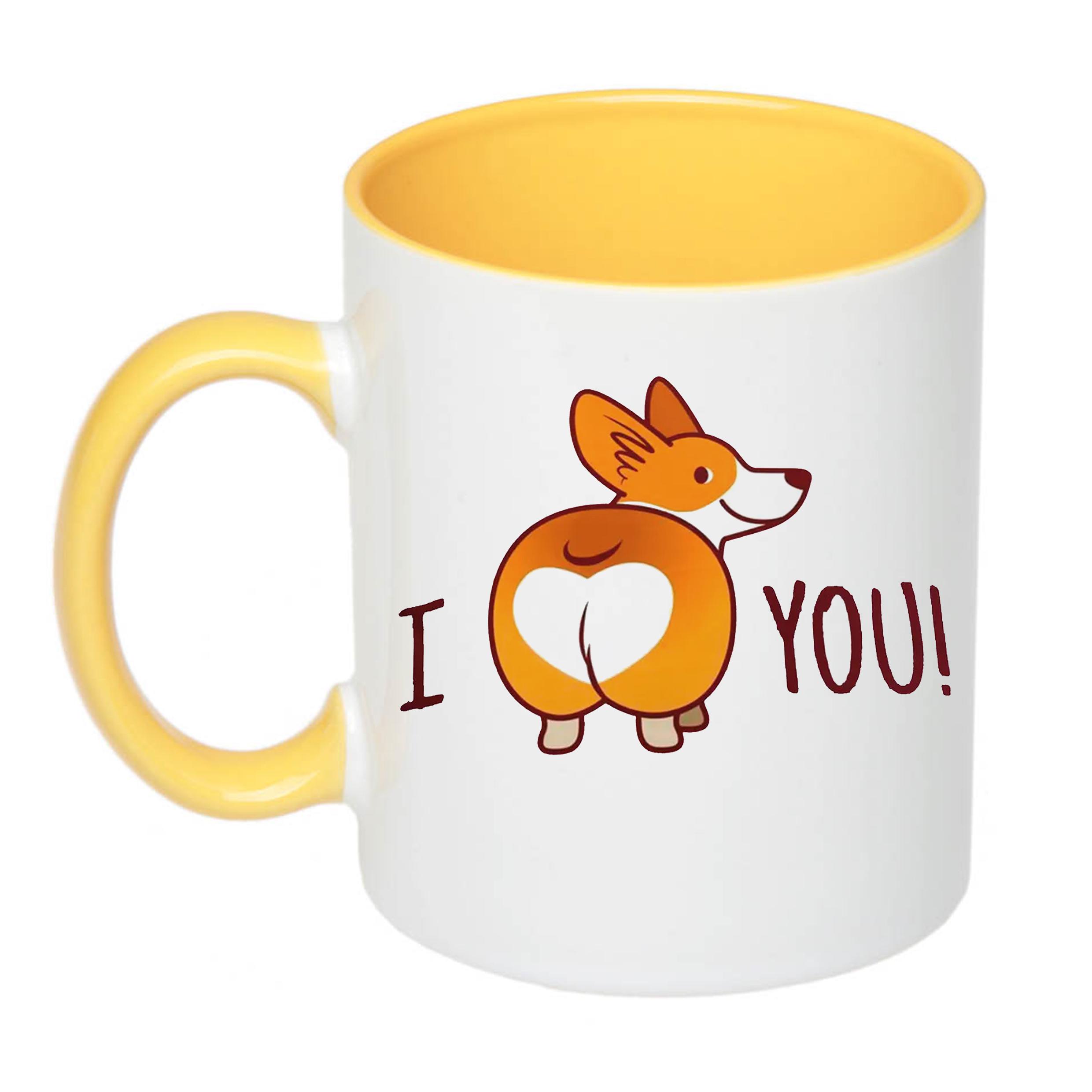 Чашка с принтом "I love you" 330 мл Желтый (17927)