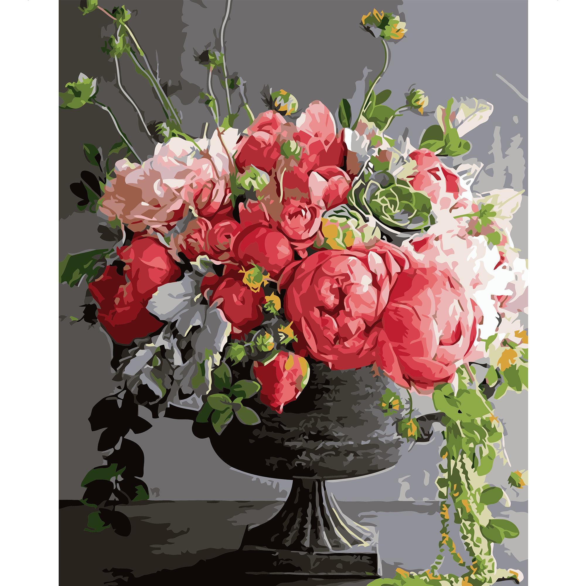 Картина по номерам Strateg Яркий букет в массивном вазоне 40x50 см (VA-1368)