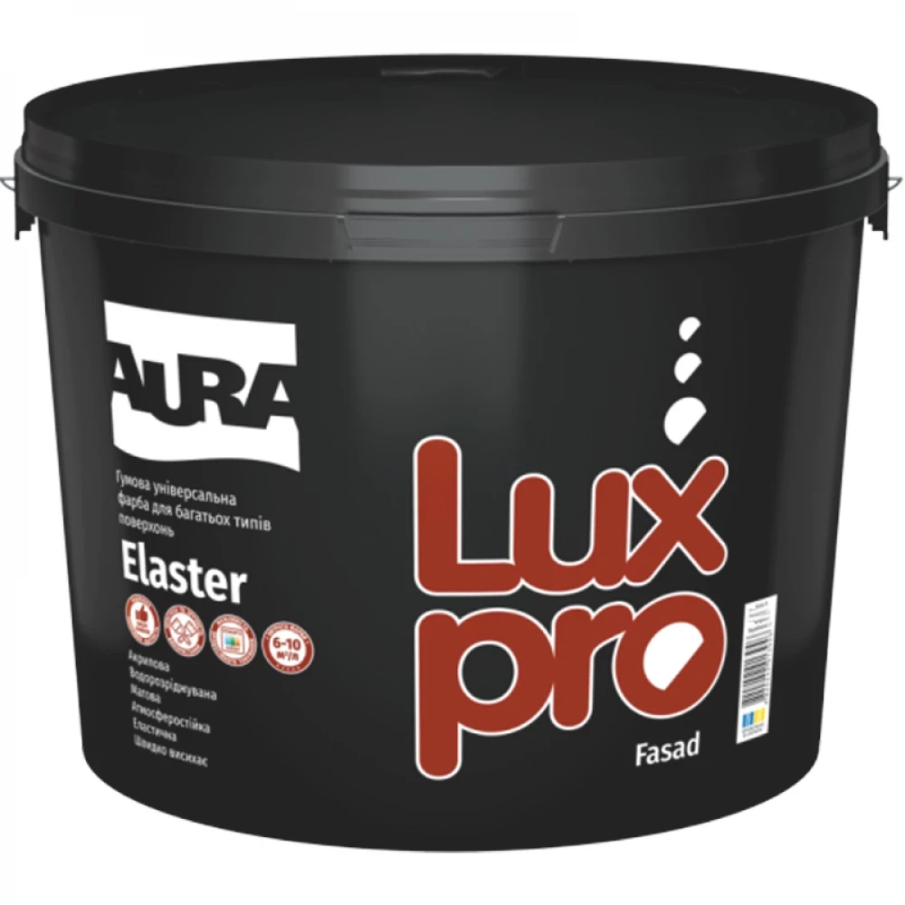 Краска резиновая универсальная матовая Aura Luxpro Elaster 6 кг Белый В1 (2768580744) Краска резиновая универсальная матовая Aura Luxpro Elaster 6 кг Белый В1 (2768580744)