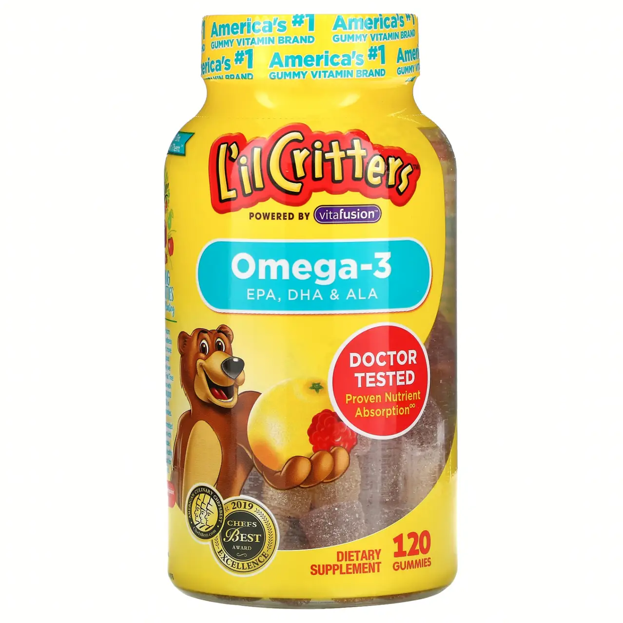 Омега-3 со вкусом малины и лимонада Omega-3 for Kids L'il Critters 120 жевательных конфет (LIL-01434)