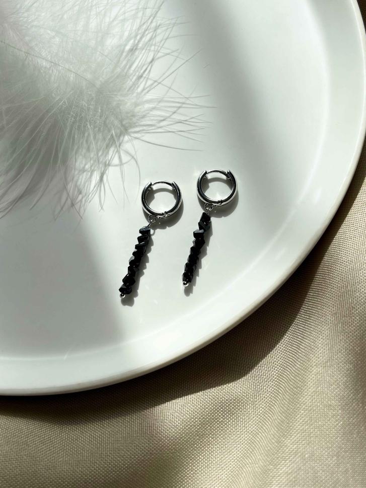 Сережки з чорного кришталю (5581)