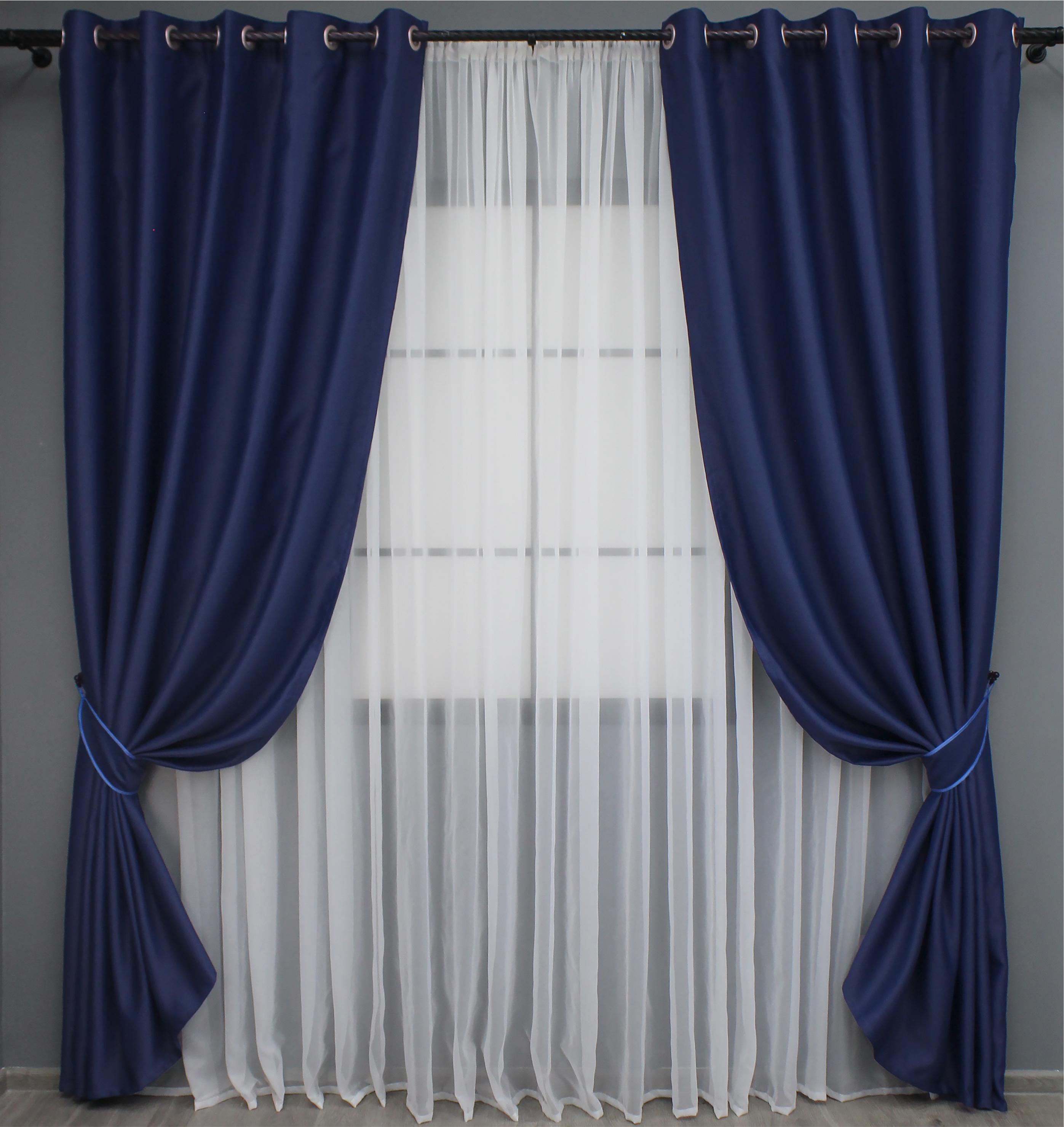 Комплект штор на люверсах VR-Textil Fusion Dimout №831ш 150х250 см 2 шт. Синий (37-0130) - фото 1 Комплект штор на люверсах VR-Textil Fusion Dimout №831ш 150х250 см 2 шт. Синий (37-0130) - фото 1