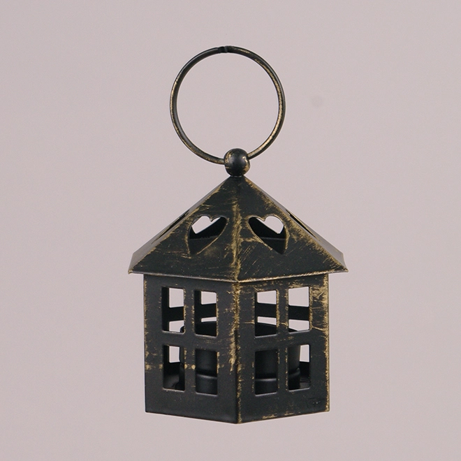 Подсвечник-фонарь металлический WDT1543S-8 Черно-золотой (45588) - фото 1