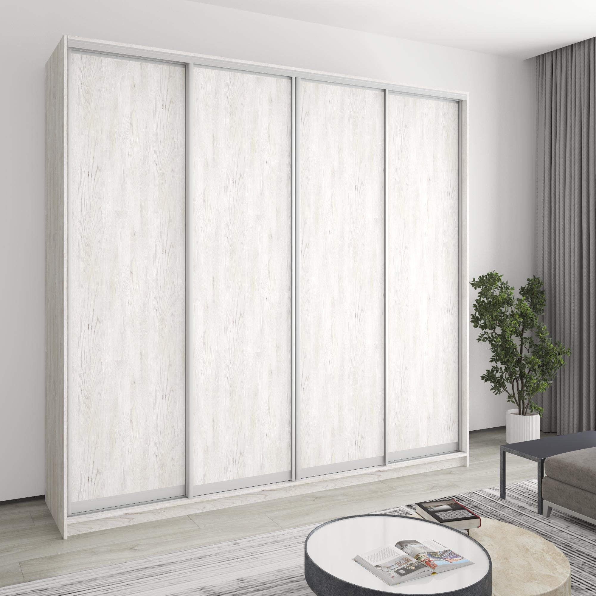 Шкаф-купе четырехдверный MebelStar Комбо AL 4 ДСП 250x45x240 см Аляска серый (MBS-13250)
