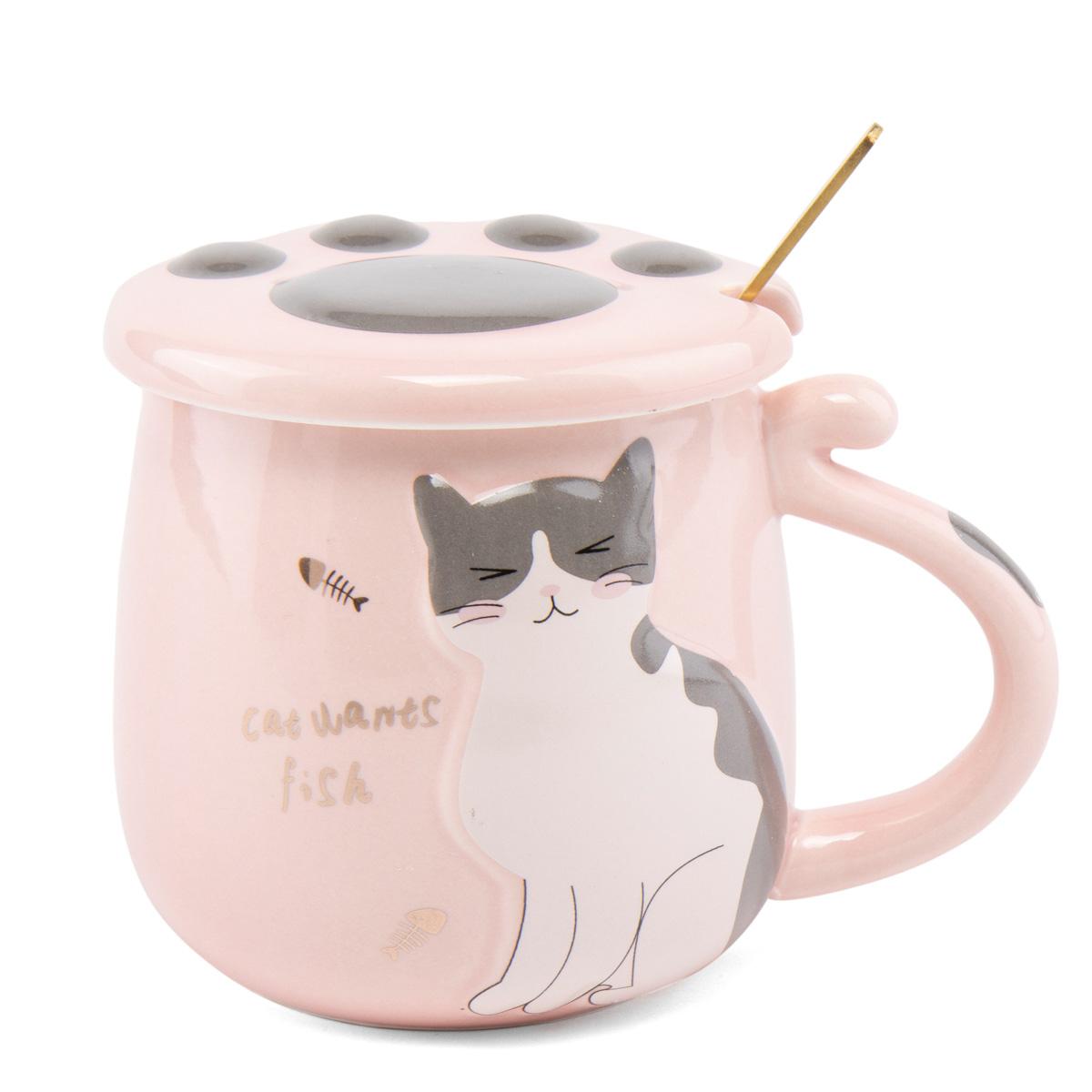 Керамическая чашка Elisey Мурлыка 420 мл Персиковый (8904-016)