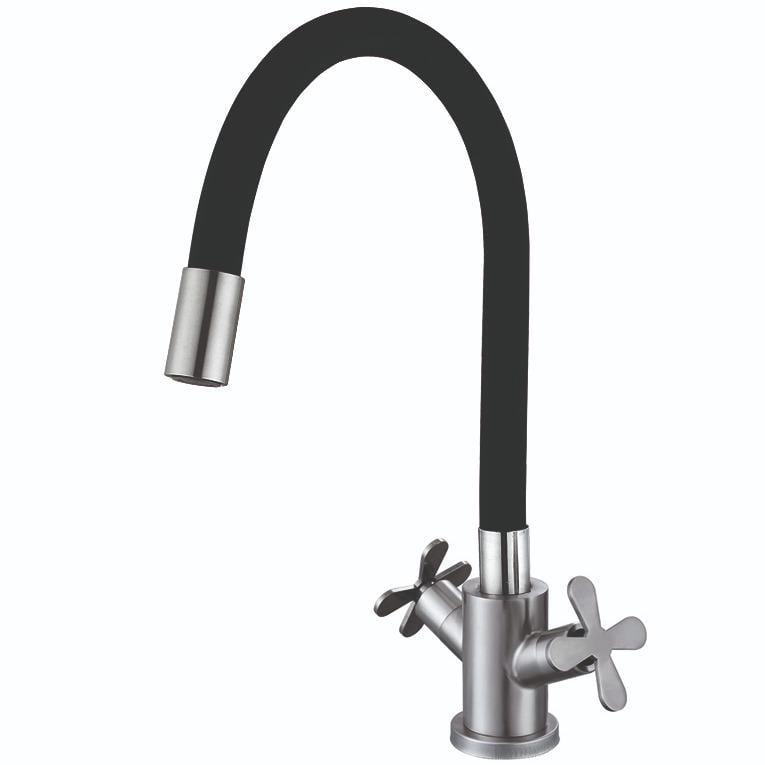 Смеситель для кухни Zerix GTA-011 ZX4837 с гибким изливом Черный (196515)