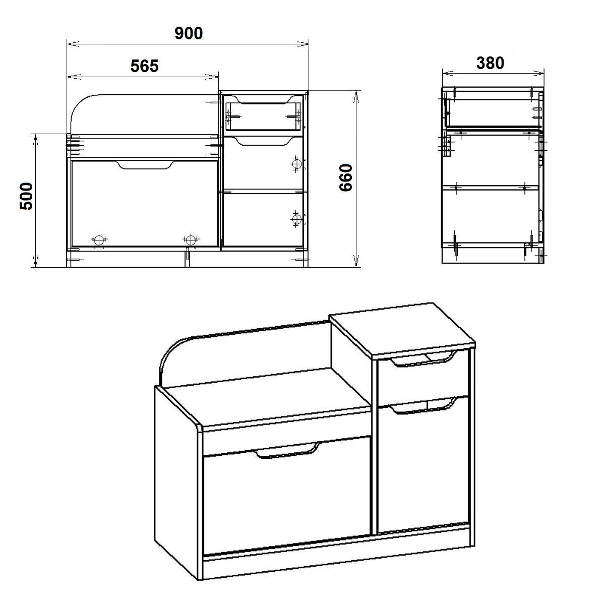 Тумба под обувь Компанит SC-12 90х38х66 см Венге комби (28307757) - фото 2 Тумба под обувь Компанит SC-12 90х38х66 см Венге комби (28307757) - фото 2