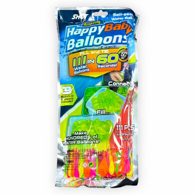 Набор бомбочек-шариков водяных Happy Baby Balloons 111 шт. Разноцветный (MX-00008429)