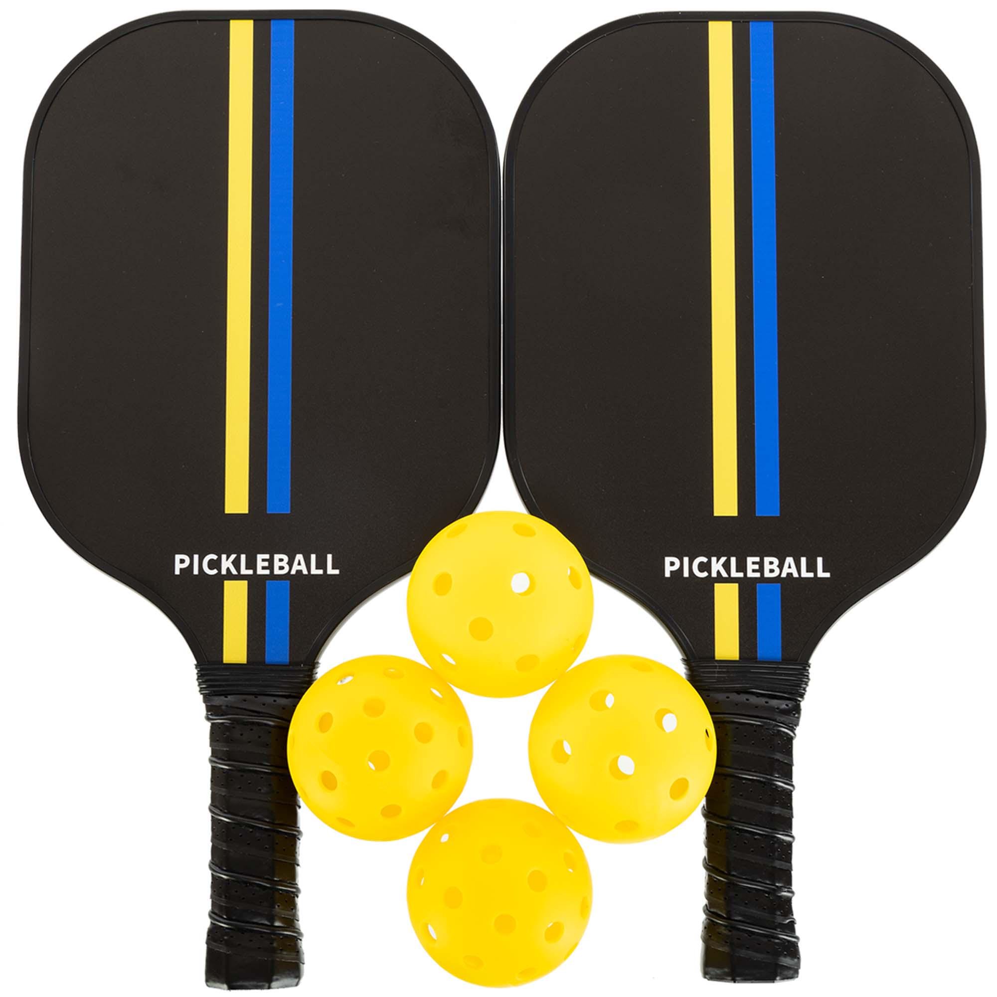 Набор для пикболла SP-Sport PICKLEBALL MT-8730 2 ракетки 4 мяча полотенце с чехлом (MT-8730_Черный-желтый-голубой) - фото 4