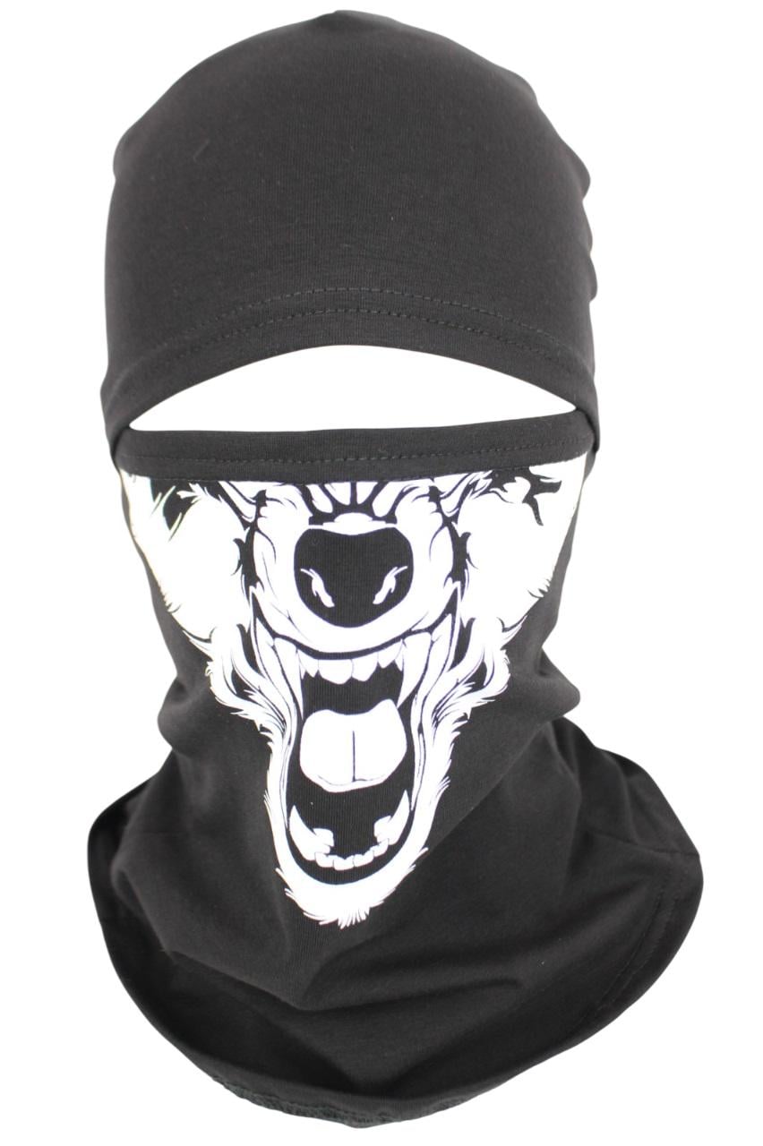 Балаклава летняя МК с принтом Волк Черный хлопок (3596463)