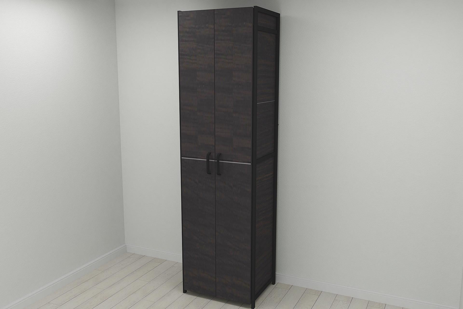 Шкаф гардероб уни секция 7 серии Конект Ferrum-decor 220x60x50 см металл Черный/ДСП Венге Магия (SHG108)