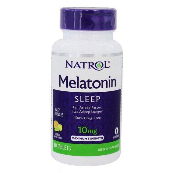 Мелатонін для сну Natrol Melatonin Maximum Strength 10 мг 60 Tabs Citrus Flavor (NTL-07668)