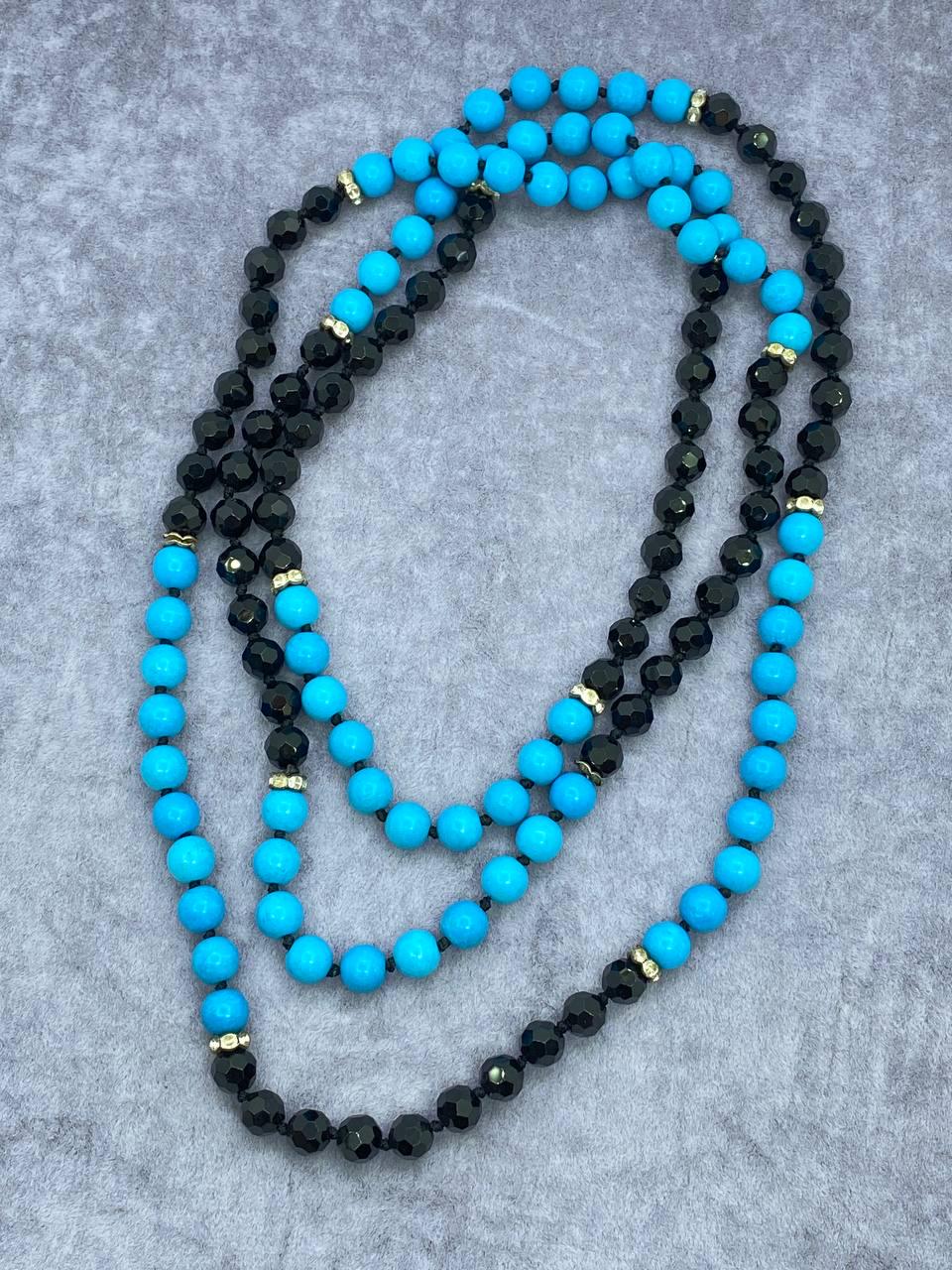 Бусы говлит 132 см Голубой (9917)