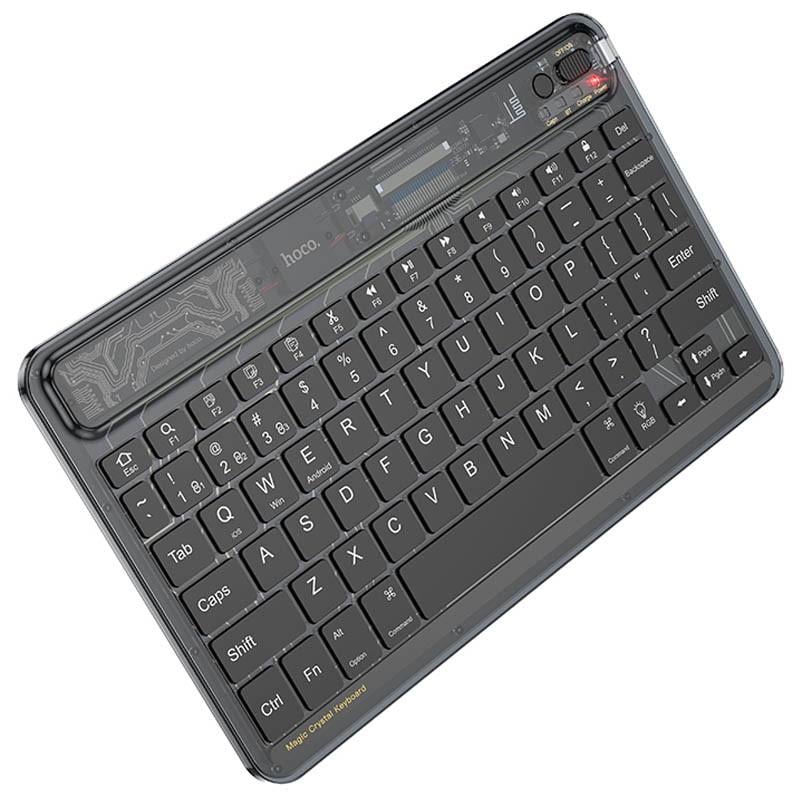 Клавиатура беспроводная Hoco S55 Transparent Discovery edition English version Dark Night Black