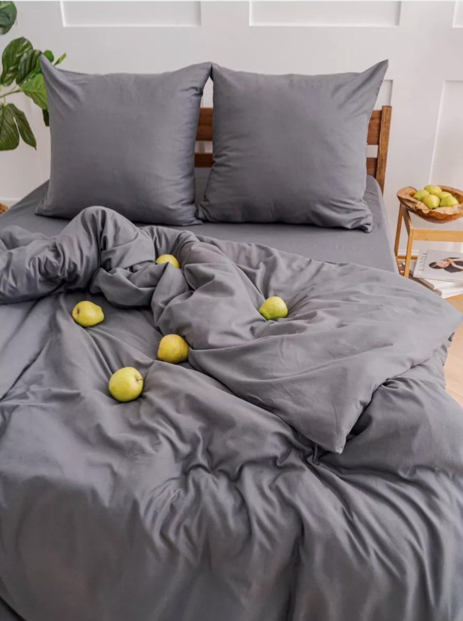 Набір постільної білизни бавовна Сімейний 150х210 наволочка 50х70 2шт Графіт (П4К-Post-ukr-0012-04) - фото 7