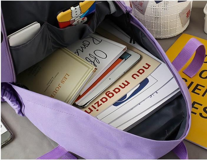 Набор школьный рюкзак сумка-шоппер/косметичка пенал и мешочек Лия 5в1 Фиолетовый (1553005707) - фото 8
