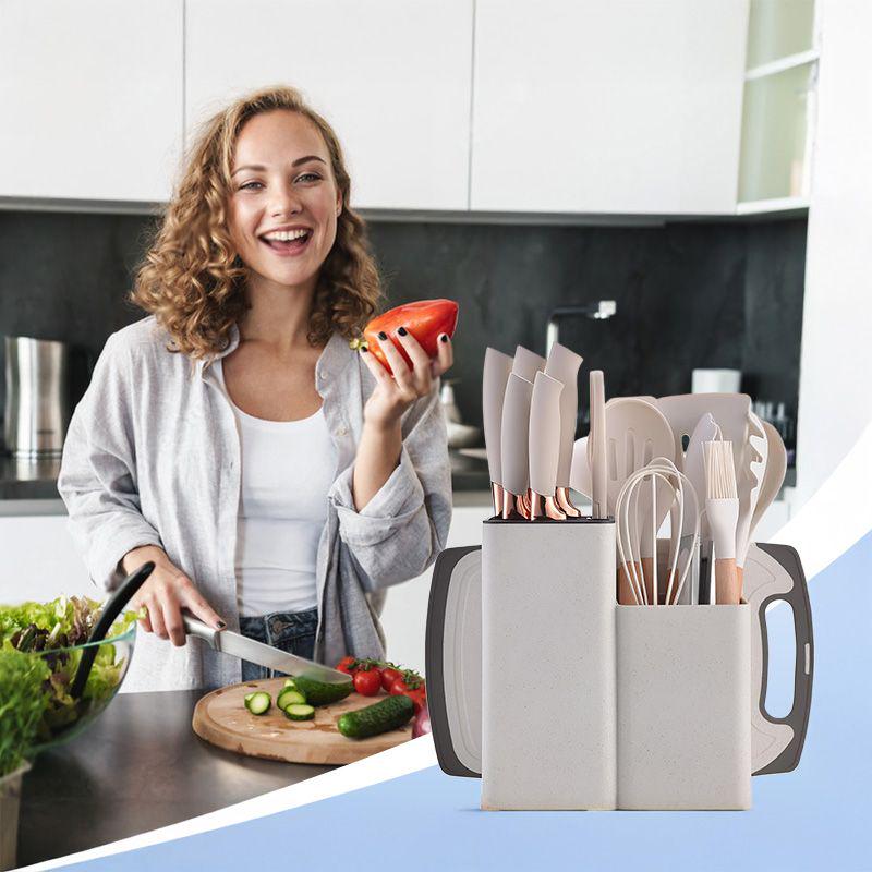 Набір кухонного приладдя на 19 предметів: силіконові прибори/набір ножів на підставці/дошка для нарізання Grey (2a8277cb) - фото 4 Набір кухонного приладдя на 19 предметів: силіконові прибори/набір ножів на підставці/дошка для нарізання Grey (2a8277cb) - фото 4