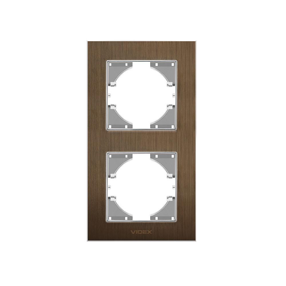 Рамка двухместная вертикальная Videx Binera Шоколадный алюминий (00000022508)