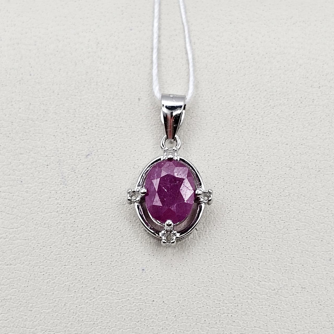 Серебряный кулон с рубином и кубическим цирконием 1,47 г (2810698782)