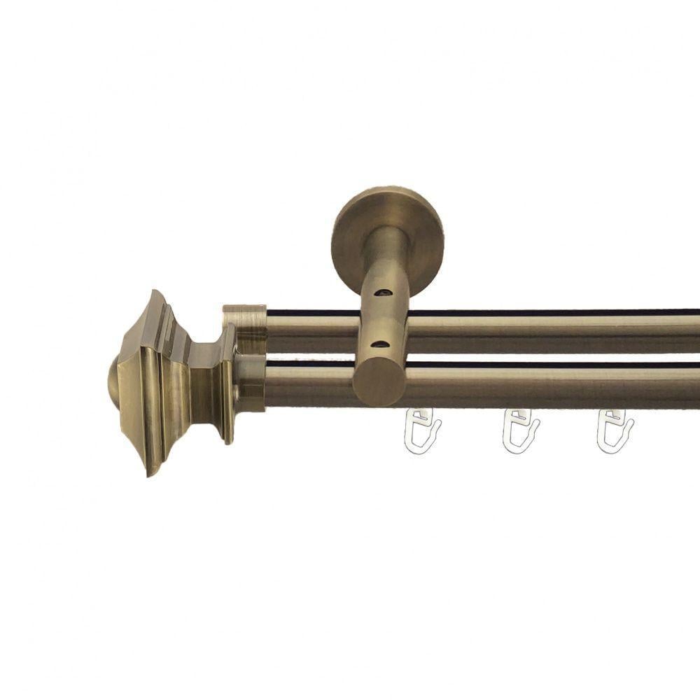 Карниз трубчатый двухрядный Orvit Борджеза реверсивный 19/19 мм 300 см профильная труба Антик (009-1050) - фото 1