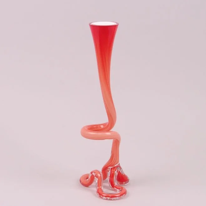 Ваза стеклянная фигурная Flora 40 см Красный (8341)