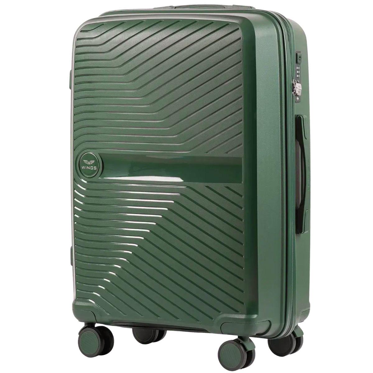 Чемодан полипропиленовый Wings 181-04 средний Зеленый (Wp00522) - фото 1 Чемодан полипропиленовый Wings 181-04 средний Зеленый (Wp00522) - фото 1