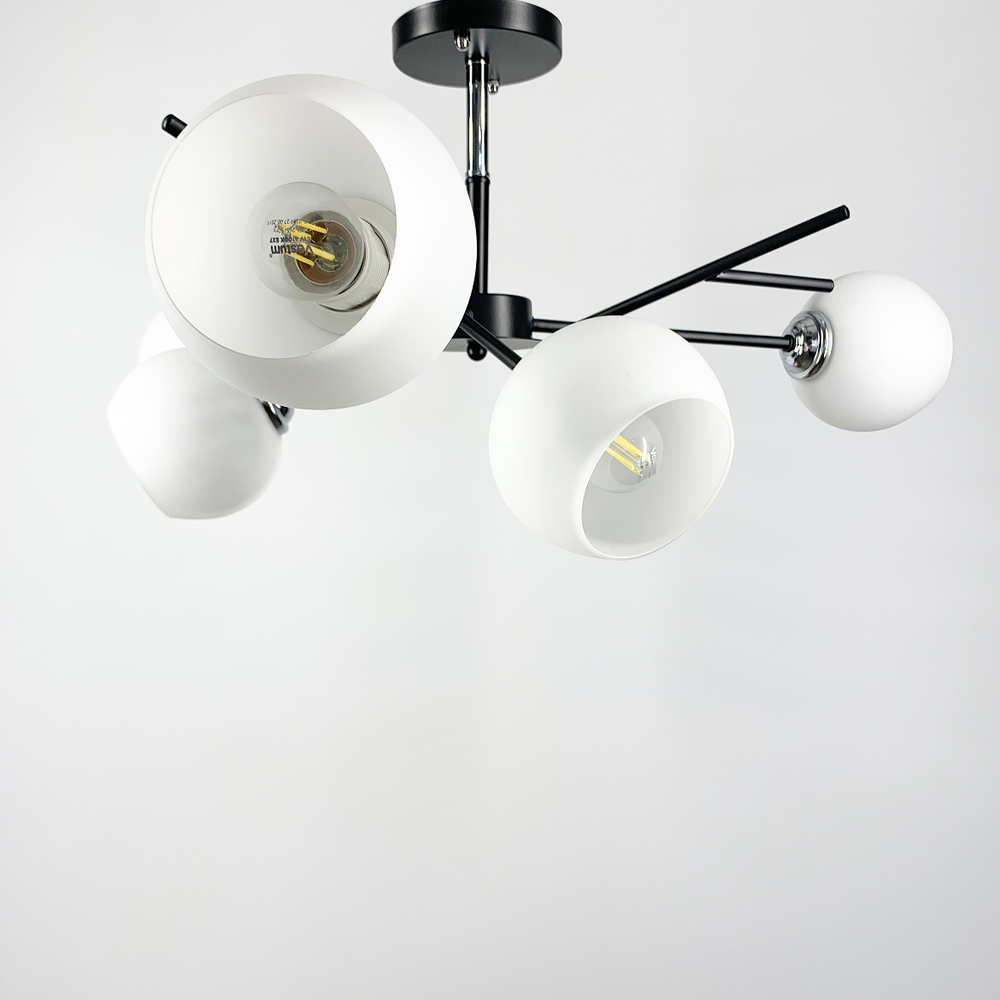 Потолочная люстра Lighthouse LNF-17513/6 BK WT с белым плафоном Черный