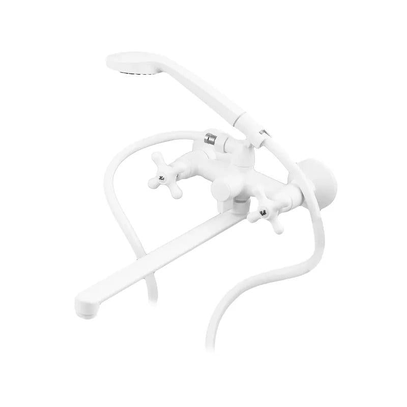 Смеситель для ванны PLAMIX PABLO-140 Euro SET со шлангом/лейкой White (PM0670)