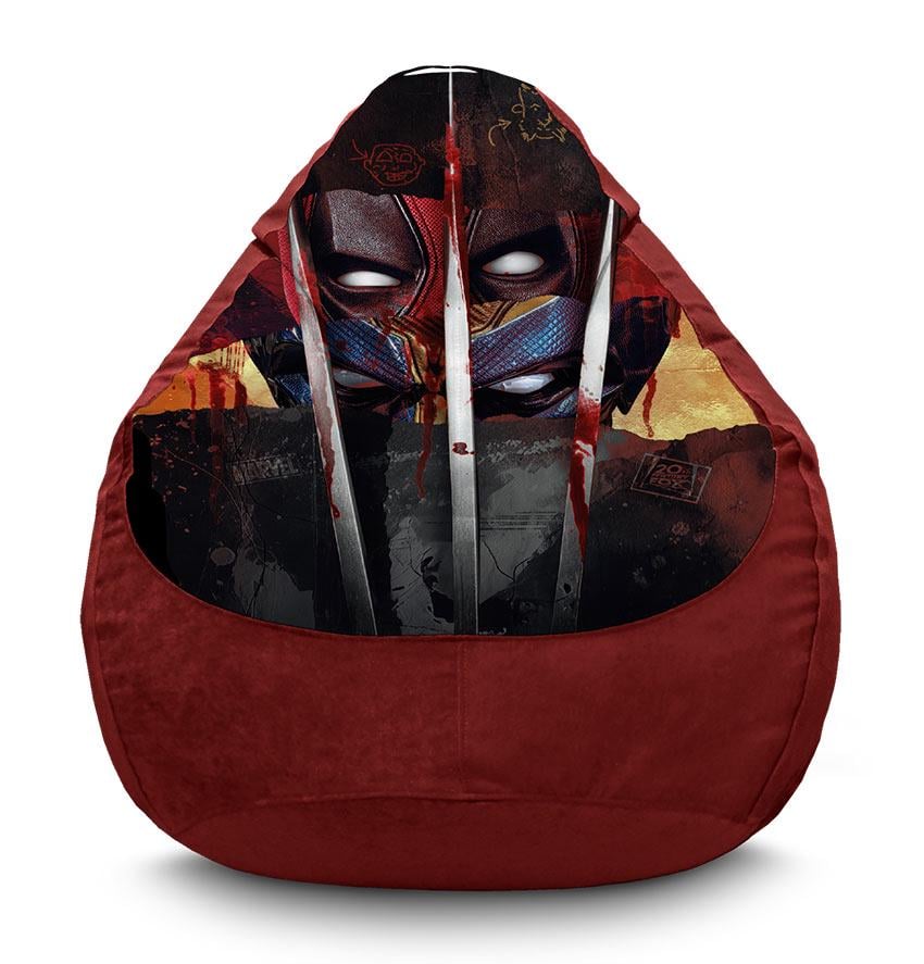 Кресло-мешок iPuff Deadpool vs Wolverine Eyes Art флок XXL 90х125 см Бордовый (113930-1)
